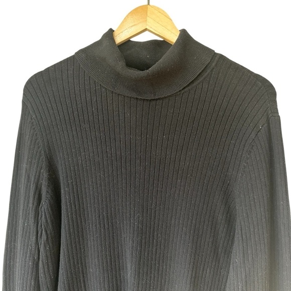 Talbots Black Ribbed Knit Turtleneck Sweater Long Sleeve, 2X - Picture 4 of 9